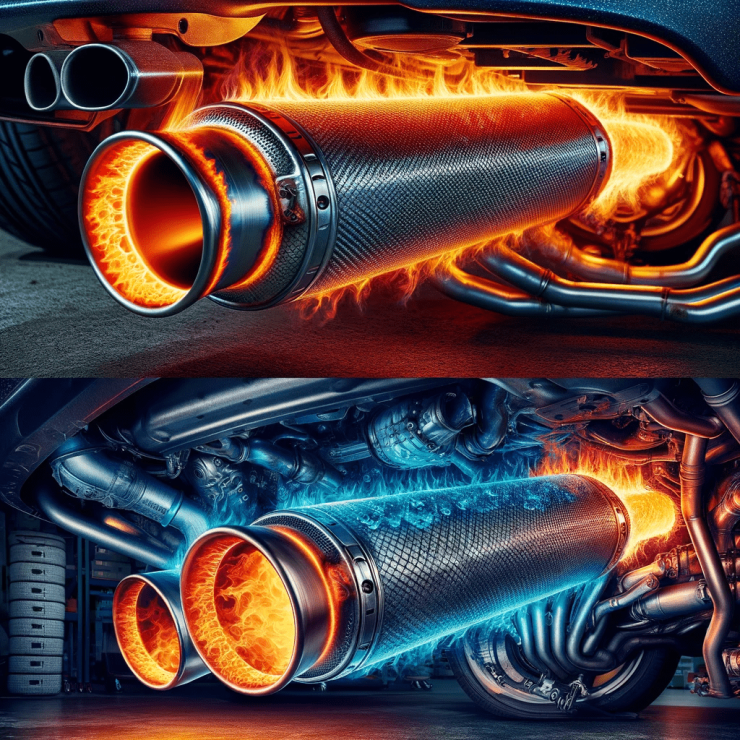 Exhaust heat management on sports car